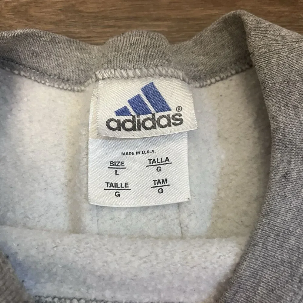 Vintage Y2K Adidas 3 Stripe Superiority Gray Crewneck Sweatshirt Sz L USA Made